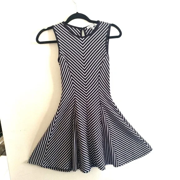 sophia Zeke | Dresses | Sophia Zeke Fit Flare Navywhite Zigzag Dress |  Poshmark